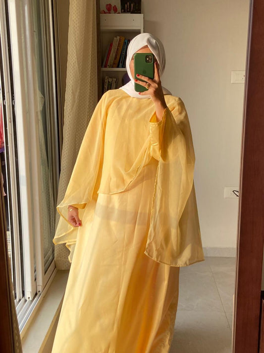 Butter Yellow Cape Dress